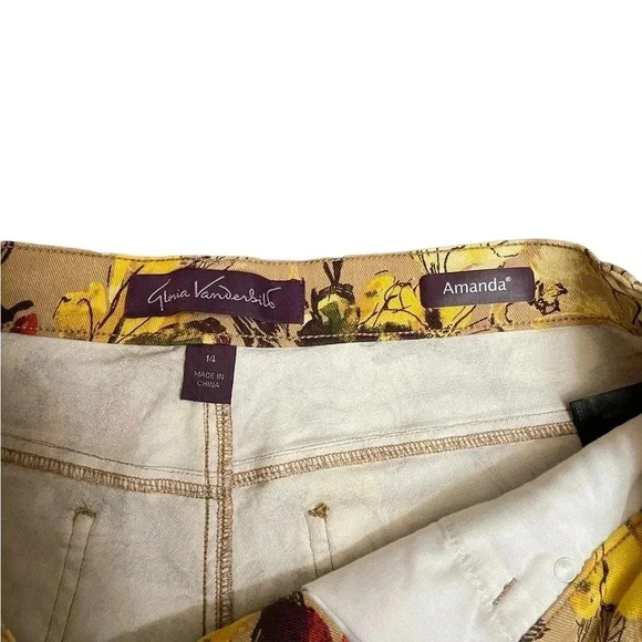 Gloria Vanderbilt Amanda High Rise Jean Brown Floral Size 14 *Altered Fringe* - Picture 6 of 15